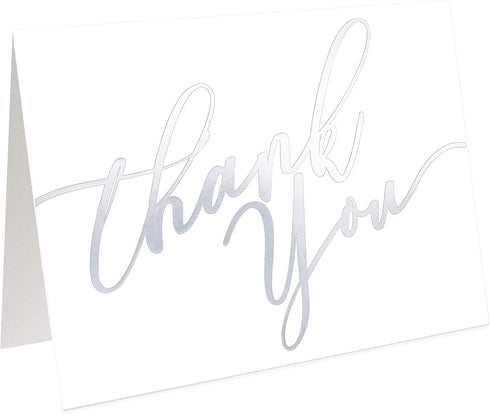Bargain Paradise 24 PCS Silver Thank You Cards With Envelopes- Elegant Appreciation Cards With