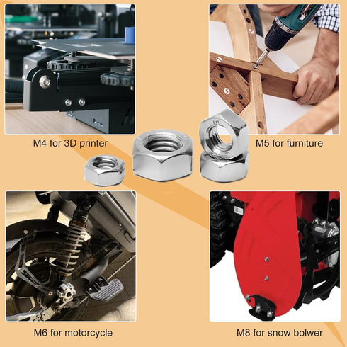 Juvielich 100pcs M5-0.8 304 M5 0.8mm Hex Nut, Stainless Steel, x Tiny Nuts Fasteners, Hex Drive, Metric, Right Hand
