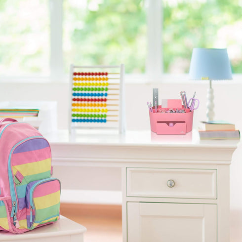 Pink Desk Organizer for Office Supplies, Desktop Organization for Room, College Dorm, Home School (Pink)