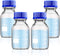 Patelai 4 Pieces Borosilicate Glass Round Media Storage Bottles, 250 ml with GL45 Blue Screw Cap for Lab Liquids