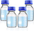 Patelai 4 Pieces Borosilicate Glass Round Media Storage Bottles, 250 ml with GL45 Blue Screw Cap for Lab Liquids