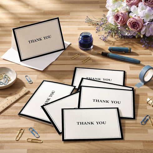 AmazingSpark 120 12 4.8 6.8'' Kit Thank You Cards with Envelopes Bulk Designs x Black Thank You Notes for Small