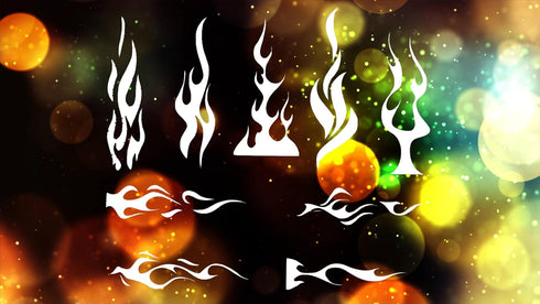 Reusable Tribal Flames and Pin Stripe Stencil 11" x 8.5" - Custom Fire Design for Dynamic Crafts
