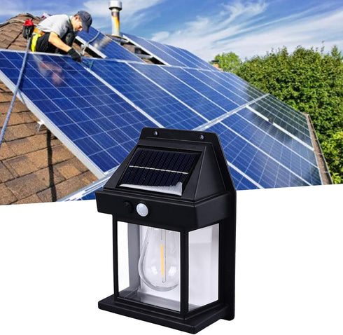 1800mAh aqxreight Outdoor Solar Tungsten Wall Light Water Proof Motion Sensing Exterior Mount Lighting for Yard Wall