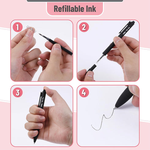 Mr. Pen Retractable Gel Pens, 10 Pack Black Ink, Fine Point 0.5mm, Aesthetic Pens for Journaling, Fast Dry
