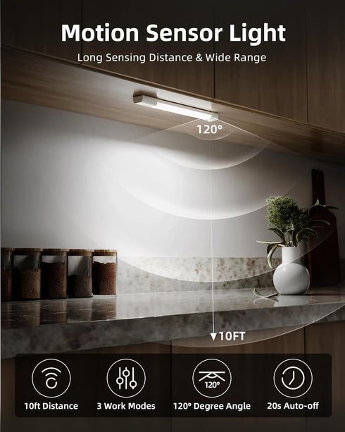 Closet 50 Dimmable, 3 11.8 inch Counter (3 Pack) EZVALO Under Cabinet Lighting, Wireless Lights, LED Rechargeable