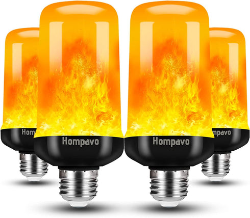 Hompavo Upgraded LED Flame Light Bulbs, 4 Modes Flickering Effect, E26/E27 Flame Bulb for Halloween, Christmas, Party,