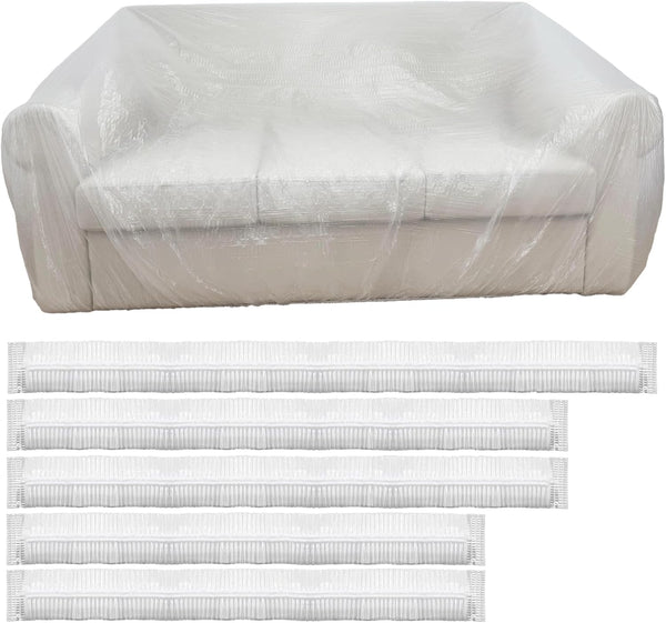 Aphila 5 Pcs Disposable Furniture Dust Covers with Elastic, Plastic Dust Cover for