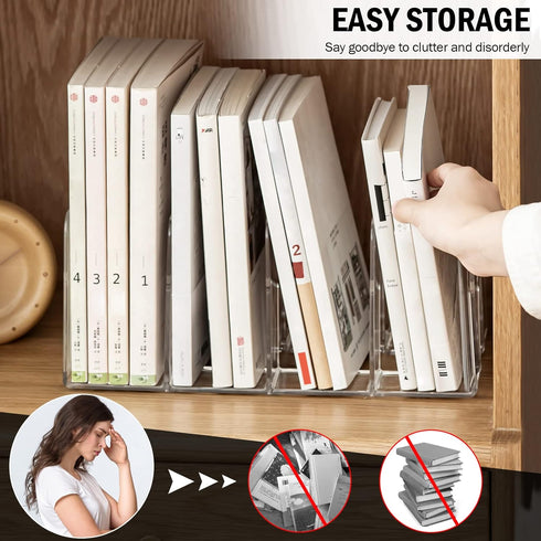 Clear Desktop Book Organizer, Creative Book Stand, Non-Acrylic Stand for Home School and Office, Divider Bookshelf (4