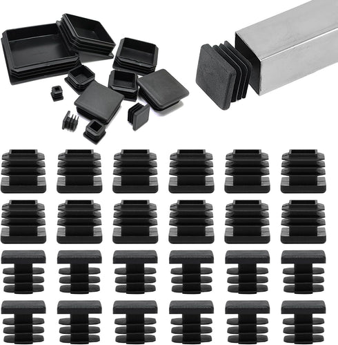 EASYEAH 1/2" (13mm) Plastic Hole Plugs Black -Square Chair Leg Caps &