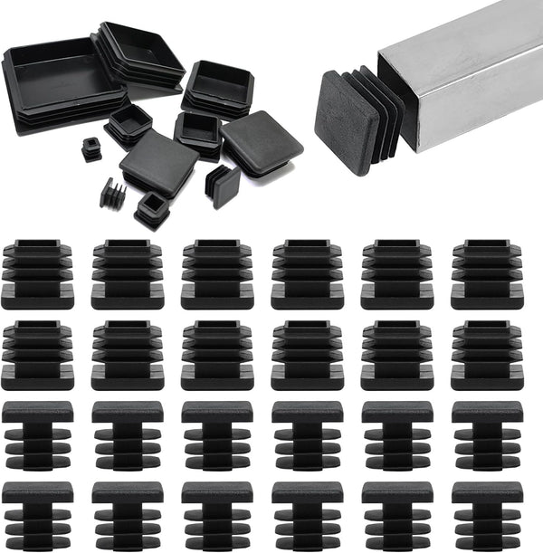EASYEAH 1/2" (13mm) Plastic Hole Plugs Black -Square Chair Leg Caps &