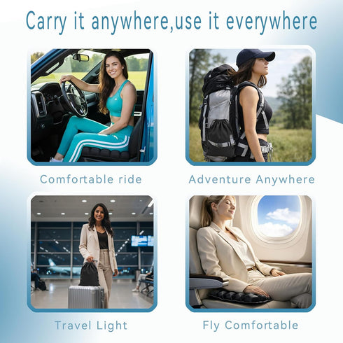 seektik Upgraded Inflatable Travel Seat Cushion for Airplane and Car, Portable Air Cushion for Long Flights, Office