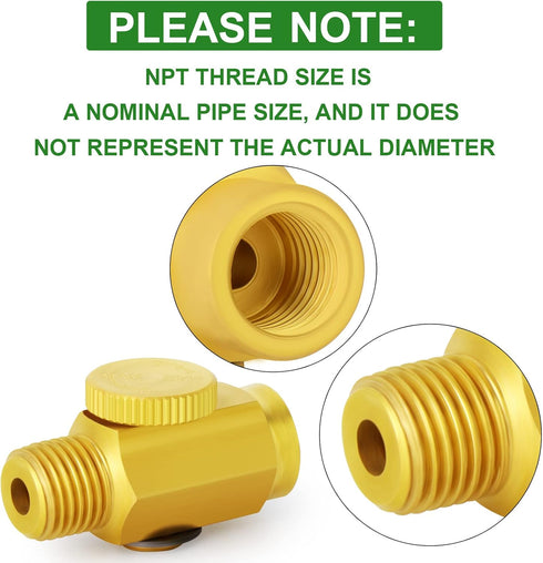 TAISHER 5PCS Brass Air Compressor Accessories Control Tool, 1/4" NPT Male x Female Air Flow Regulator Valve