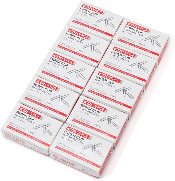 Paper Clips, 1000 Medium Paper Clips (10 Boxes of 100 Each), Standard Size 1.25IN Silver Paper Clips for Office School