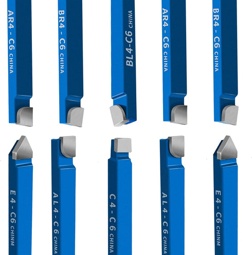 10PCS 1/4" Metal Lathe Cutting Tools, C-6 Carbide Tip Cutter Tool Bit Cutting Set for Milling