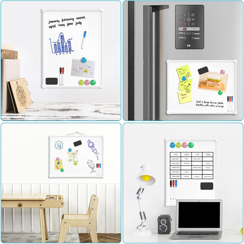 MaxGear Double-Sided Dry Erase Board for Wall, 16"x12" Hanging Whiteboard with 3 Markers & 4 Magnets