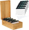 MaxGear Bamboo Index Card Holder, 3 x 5 Inch Organizer with 4 Dividers, Holds 600 Cards