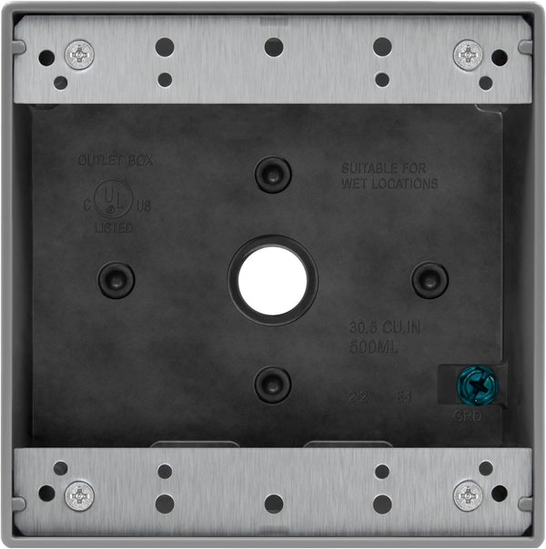 ENERLITES Weatherproof Outlet Box with Five 1/2-in Threaded Outlets, 2-Gang Outdoor Electrical Box