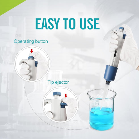 LICHEN 2-10ml Lab Micropipette Pipettors, Single Channel Adjustable High Accurate Volume for Laboratory