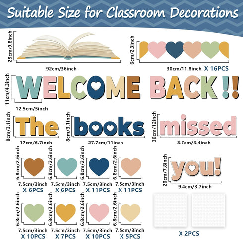 Chunnin Heart Reading Bulletin Board Decorations Set Classroom Boho Heart Bulletin Board Border Cutout Welcome Back The Book Missed You Bulletin Board Craft School Library Home Wall Decor Supplies