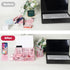 Pink Desk Organizers and Accessories, Mesh Office Supplies Set with Tape Dispenser, Stapler, Phone Holder, Scissors