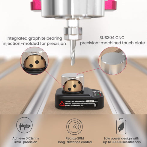 Setter 3-Pin 524V, Mach3 CNC Router Wireless Z-Axis Probe Tool DC Normally Open (NO), for CNC Router Engraving