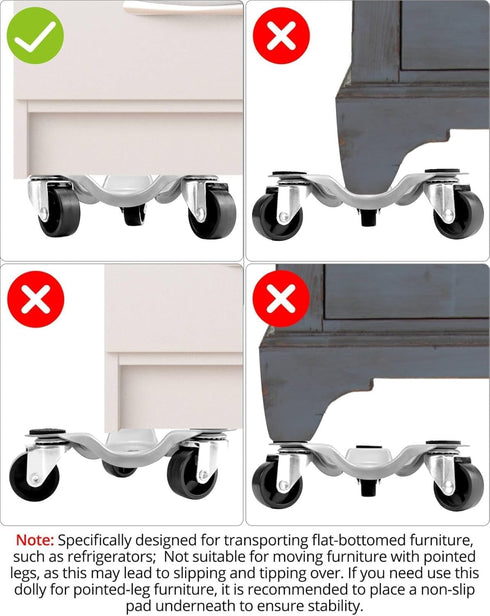 4 6" 200 lbs QWORK pcs Steel Tri-Dolly, Load Capacity, for Moving Furniture & Appliances, Swivel Caster Easy Tool