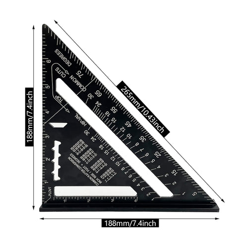 7 inch Rafter Square Aluminum Alloy Triangle Ruler - Double Scale Carpenter Tool for Woodworking and Carpentry