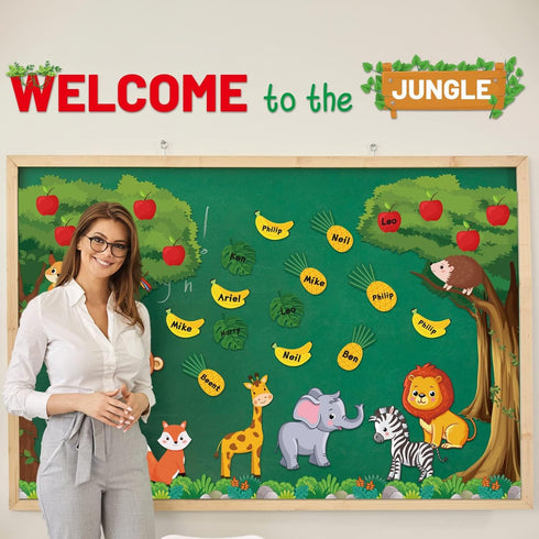 ZOIIWA Welcome to The Jungle Bulletin Board Set - Jungle Animals Classroom Decorations and Cutouts for Teachers