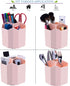 Desk Pencil Pen Holder, 360-Degree Rotating 5 Grid Organizer for Stationery Supplies, Home, Office, School, Kids, Peach