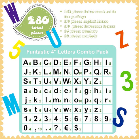 Tenare 268 Pcs Bulletin Board Letters, Alphabet Letters Numbers and Punctuation Cutouts for Classroom Display