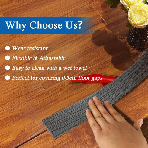 Floor Transition Strip, Self Adhesive Vinyl Cover Strips for Laminate Flooring, Elegant Wood Grain Design (5cm, 6.56Ft)