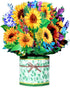Sunflower Pop Up Cards,Paper Flower Bouquet Greeting Cards with Blank Note Card
