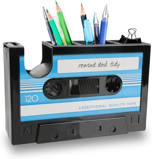 YXQ Fun Tape Dispenser, Unique Novelty Pen Dispenser for Cool Retro Desk Accessories, Blue