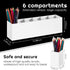Jetec Acrylic Pencil Holder 6 Compartments Pen Holder Stationery Organizer Makeup Storage Box for Desk Accessories, Cosmetic Brushes, Office, Dorm, Bathroom, Kitchen Supplies (White) by Jetec