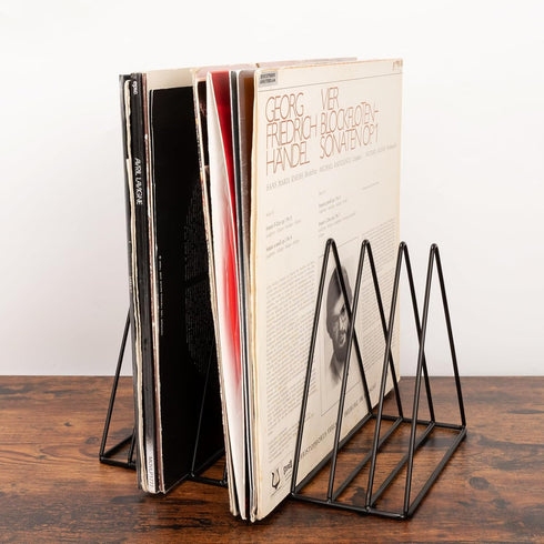 Udreamer 9 Slot Vinyl Holder, Desktop Vinyl Record Storage for Up to 30 Vinyl Records, Metal Magazine Rack for Office