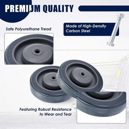 5" 4 Pack MAOPINER Shopping Cart Wheel Replacement Kit, Caster Wheels, Heavy Duty Stem Caster Wheels, Cart Wheels