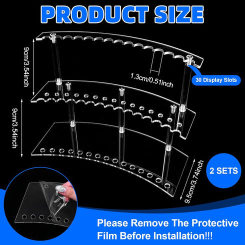 XEQWZVFR 3 Sets 2 Tool,30 1.3cm/0.51" Acrylic Pen Display Stand Tier Clear Pen Display Stand Rack Pencil Holder