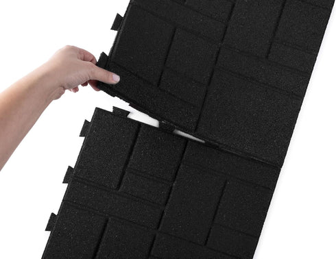 16" 16" 4 Playsafer Squarescape Rubber Interlocking Tile for Outdoor and Indoor Use | X | Easy Installation (Black