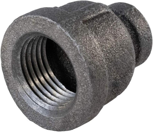 Malleable Iron Threaded Pipe Fitting Connector, 1-1/2 x 3/4 inch (Pack of 5) Reducing Coupling, Black BMRC1122-5