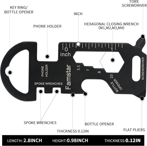 Keychain Multi-tool 3 Pack, Metal Pocket Tool for Men, Portable Rust-Free Multi-Function Wrench, 19 in 1