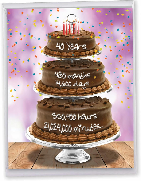NobleWorks 40th Jumbo Birthday Greeting Card - Funny Card for 40 Year Olds, Milestone Notecard (8.5 x 11 Inch)