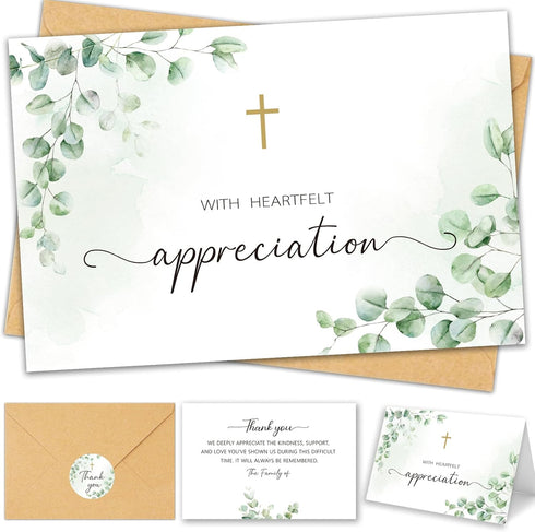 CYGGUN 50 Funeral Thank You Cards with Envelopes, 46In Sympathy Card Bulk Watercolor
