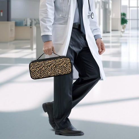 Sepetwhos Leopard Stethoscope Case Lightweight Protective Stethoscope Casewith Handle Shockproof Hard Organizer Storage