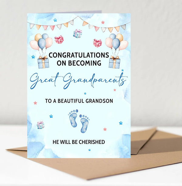 Lerime66 Congratulations On Becoming Great Grandparents! Card - New Baby Announcement For Great