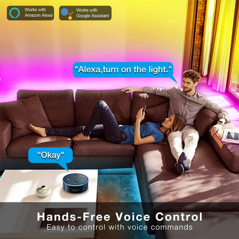 100 50 *2 DAYBETTER ft Smart WiFi Led Lights, Led Strip Lights Work with Alexa and Google Assistant, App Voice Remote
