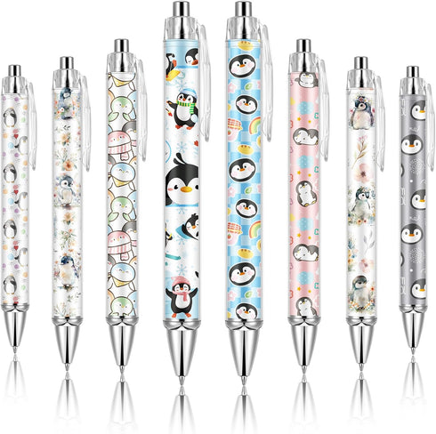 Ireer 8 Pcs Ballpoint Pens for Women, 1.00 mm Cute Writing Pens, Black Ink Fancy Fine Point for Journaling, Aesthetic
