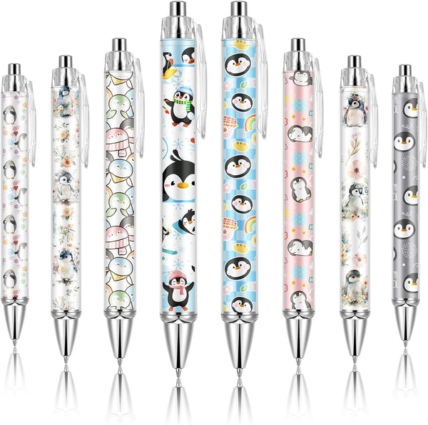 Ireer 8 Pcs Ballpoint Pens for Women, 1.00 mm Cute Writing Pens, Black Ink Fancy Fine Point for Journaling, Aesthetic