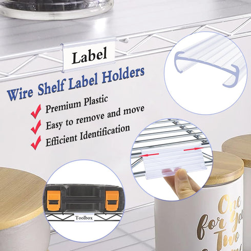 Wire Shelf Label Holders, 30 Pack Plastic Clips Compatible with Metro 1-1/4in Shelves for Label Display