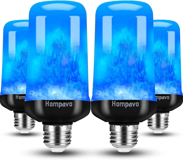 Hompavo Upgraded LED Flame Light Bulbs, Purple Flickering Effect, E26/E27 Flame Bulb for Halloween Christmas, 4 Pack